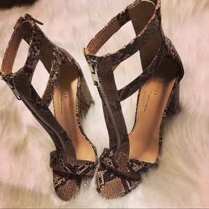 Snake skin block heels